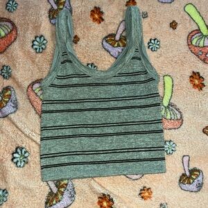 Gray and black striped crop top